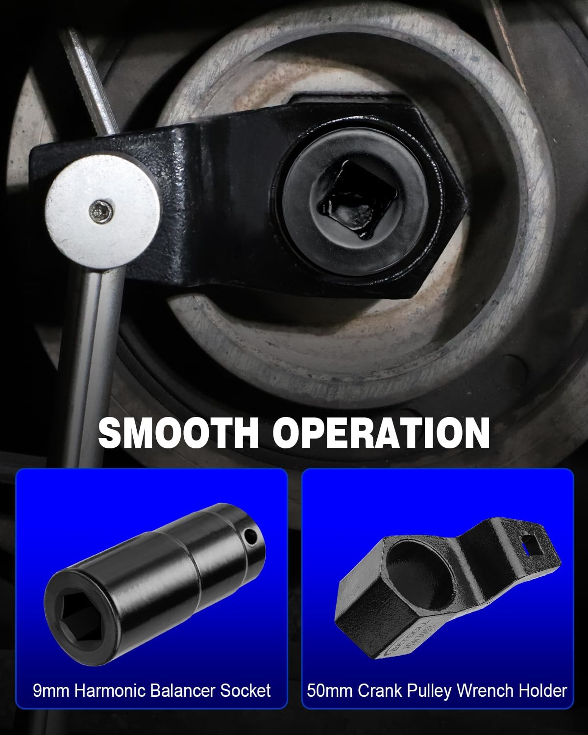 19mm 50mm Harmonic Balancer Socket Crank Pulley Wrench Set 2 Piece Socket