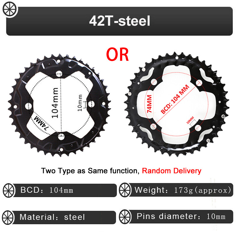 104/64BCD 24/26/32/38/42T Double/Triple Speed Chainring Mountain Bike Crankset