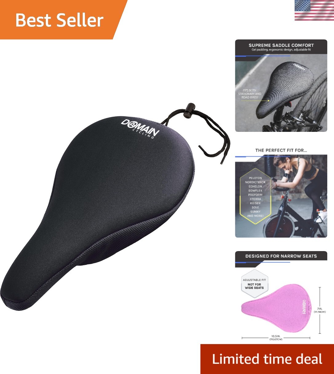 10.5”x7” Gel Bicycle Seat Cover – Ultimate Comfort for Men & Women Cyclists
