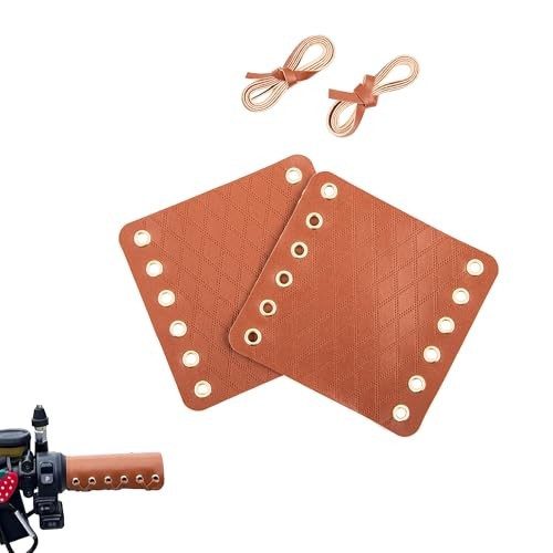 Vintage Leather Handlebar Grips, Brown Lace-Up Motorcycle & Bicycle Grips,