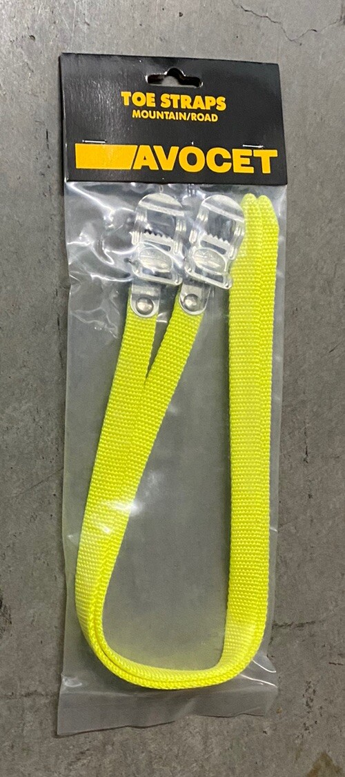 NEW In Package Avocet Woven Nylon Road MTB Toe Straps 425MM Neon Yellow NOS