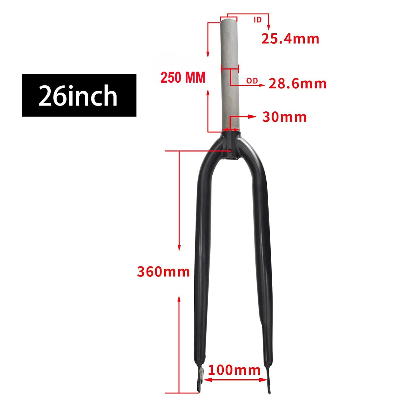 CDHPOWER 26″ Bicycle Fork Fixed MTB Road Cruiser Bike Fork & Headset-Disc Brake