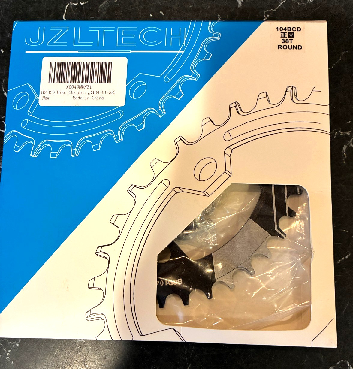 JZLTECH Bike Chainring 104BCD 38T Chainwheel 104-BL-38