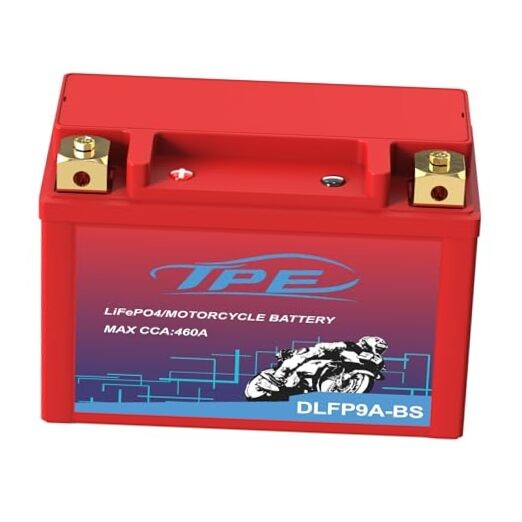12V Lithium Motorcycle Battery YTX9A-BS 4AH 460CCA with Smart BMS & 9A-4AH-RED