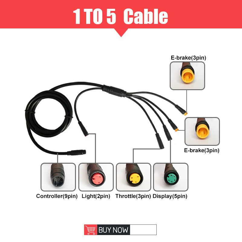 Ebike Controller 36V 48V 250W-1500W Waterproof Plug 15A/17A/22A/25A/30A/35A