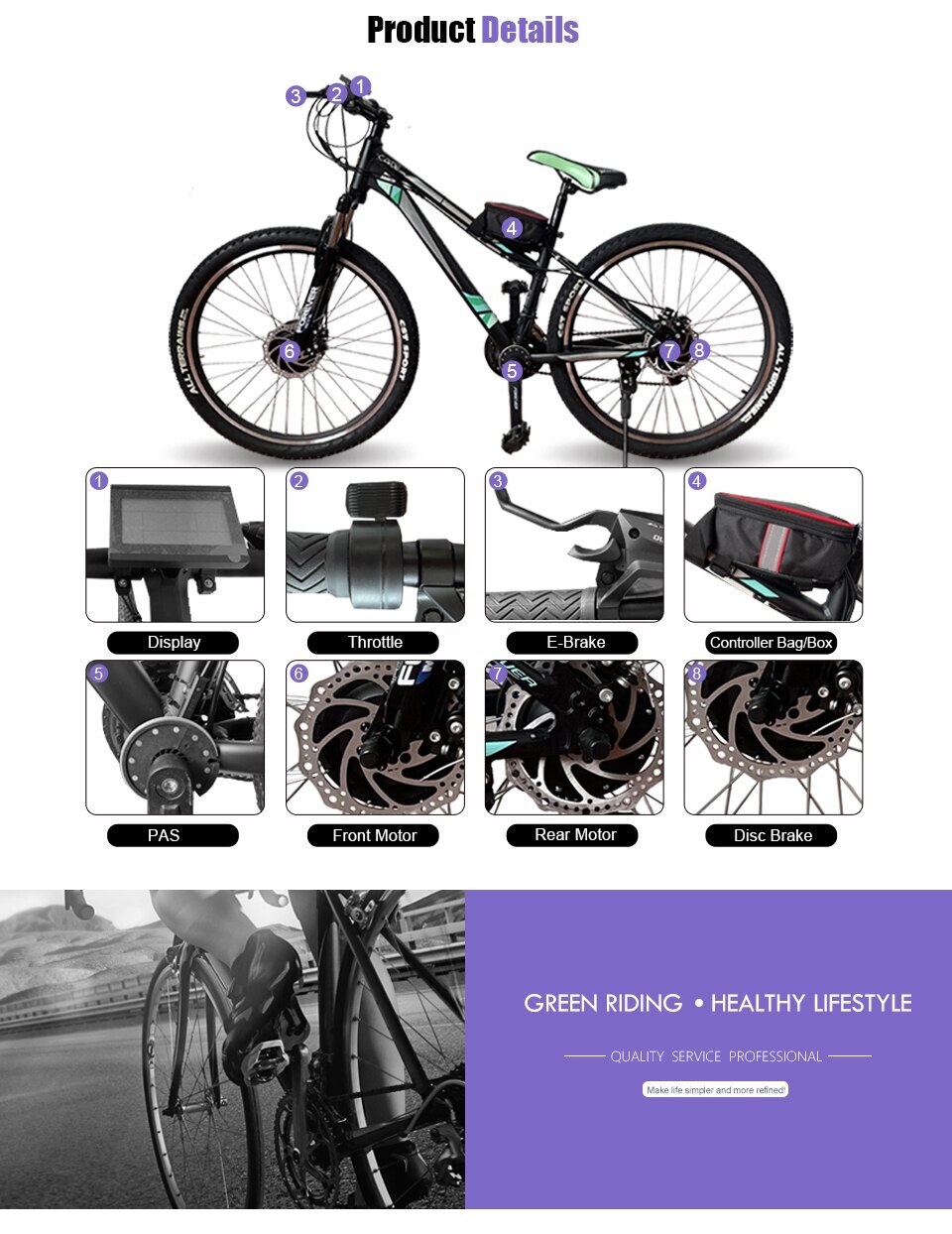 48V 1500W Electric Bicycle Conversion Kit Rear Cassette Wheel Hub Motor