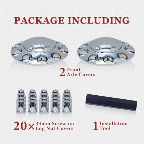 33mm Chrome Front Axle Wheel Cover Set for Semi Trucks ABS Plastic Standard