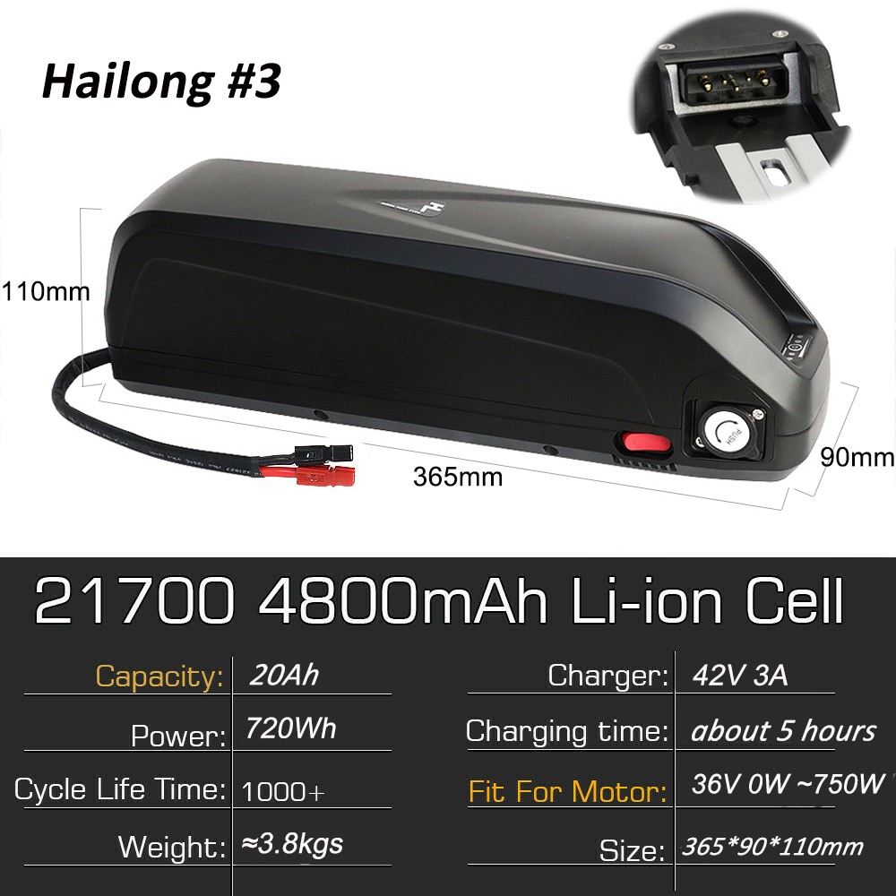 52V 48V 36V 20Ah 750W 1000W 1500W Ebike Battery Hailong Lithium Battery