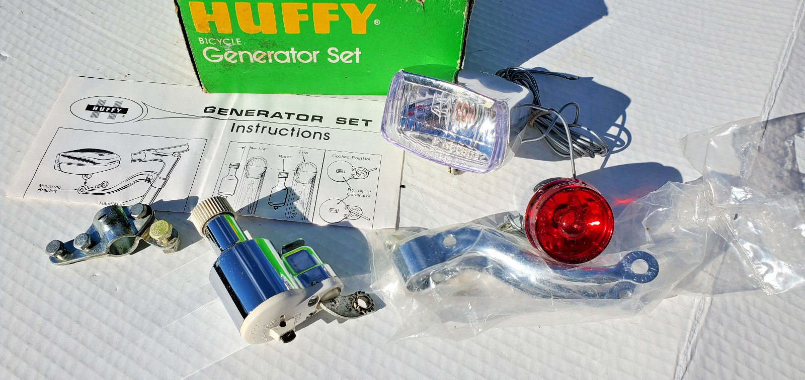 NOS Huffy Generator Head Tail Light Set Bicycle Screamer Murray Sears Spyder AMF