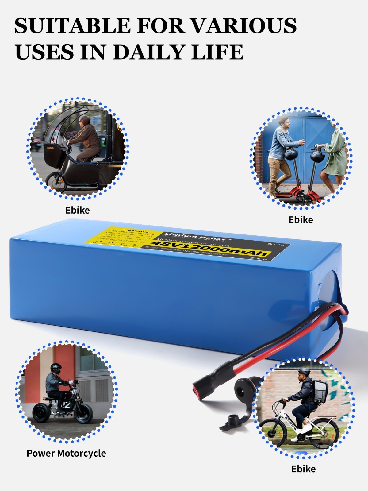 48V12Ah Electric Bicycle EBike Scooter Li-ion Battery With BMS High Performance