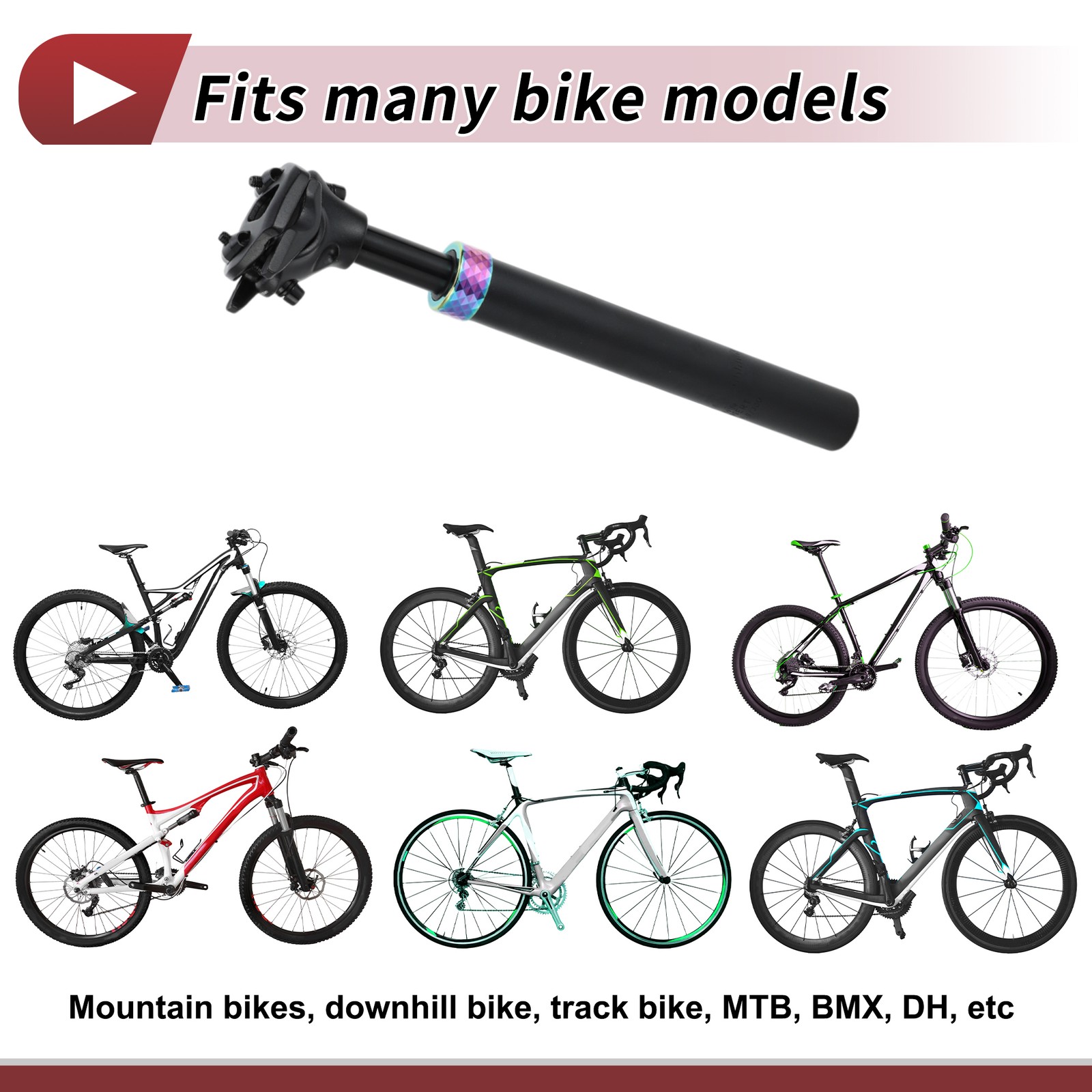 Bike Seat Posts 31.6x300mm Suspension Shock Absorber Black Assorted Color