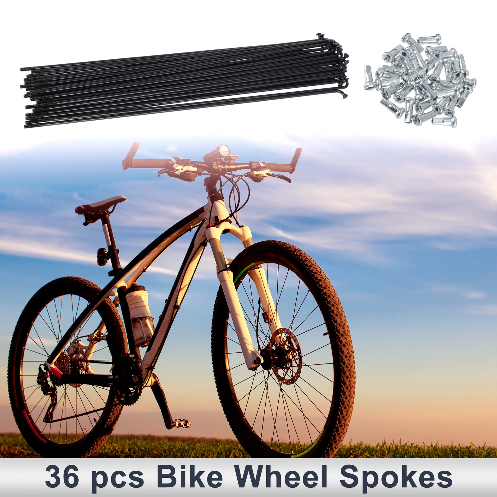 1 Set 13G 233mm Length Bicycle Spokes Nipple 45 Steel Black Universal