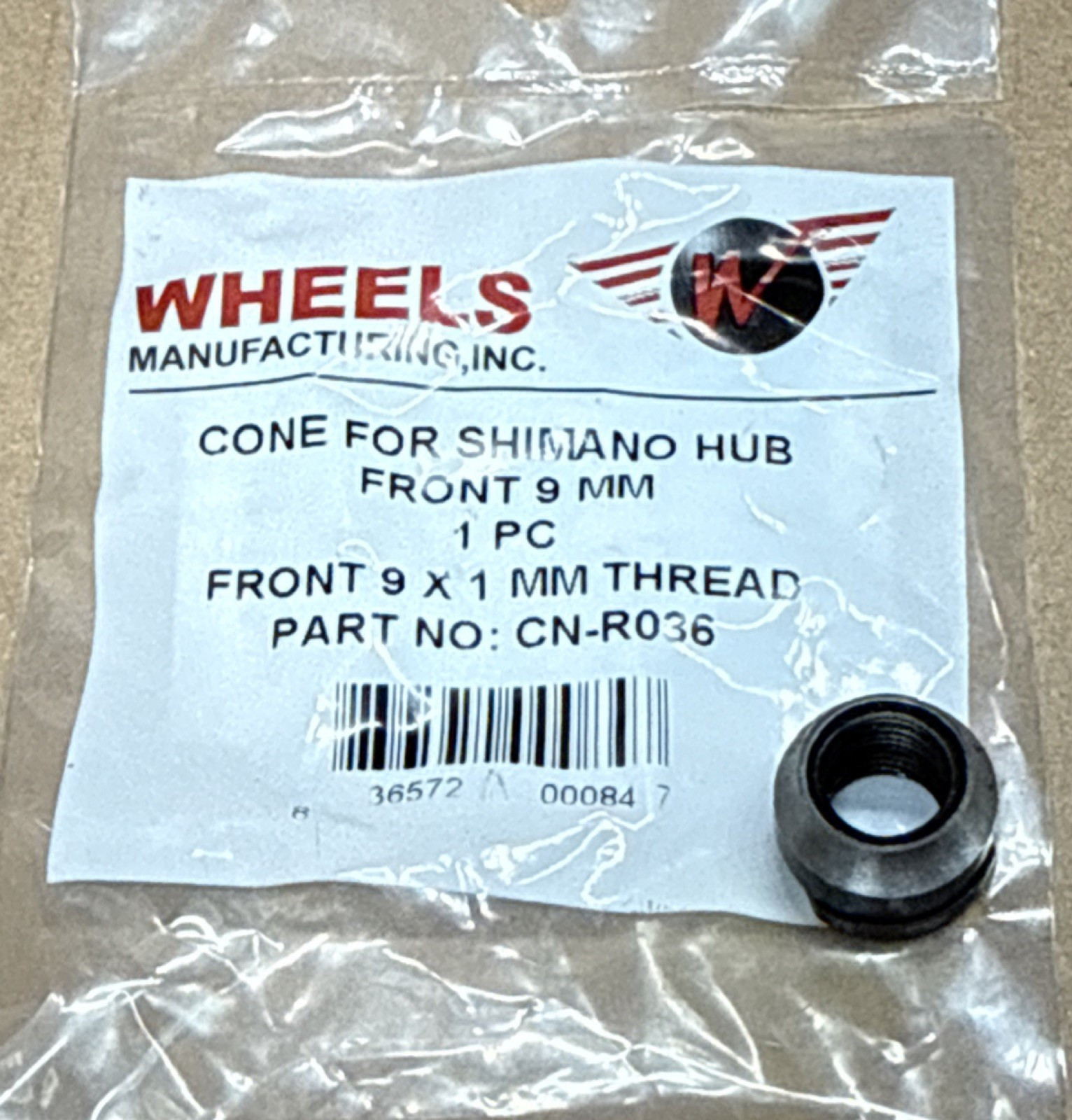 Wheels Manufacturing CN-R036 Front Hub Cone for Shimano 9mm Steel Black