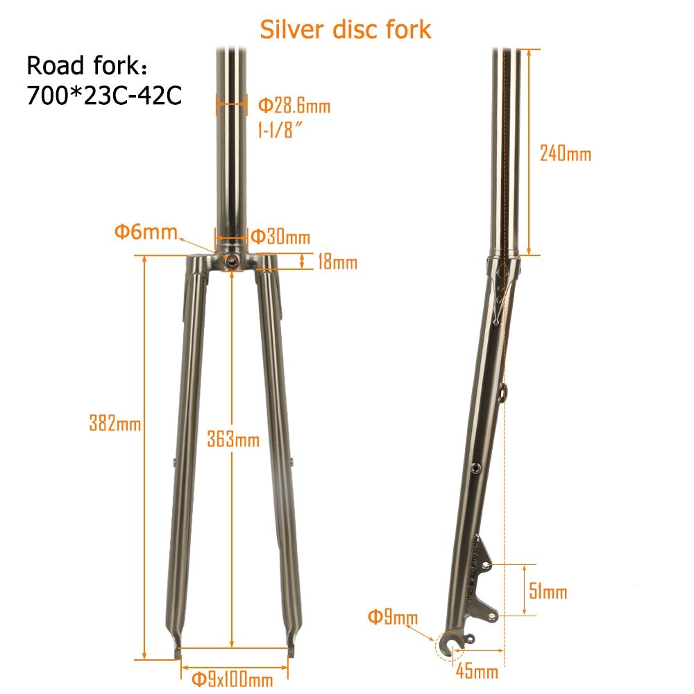 Bicycle Road Hard Fork Chromoly Steel MTB Bike Fork 700*23C 27.5 29er Disc Brake