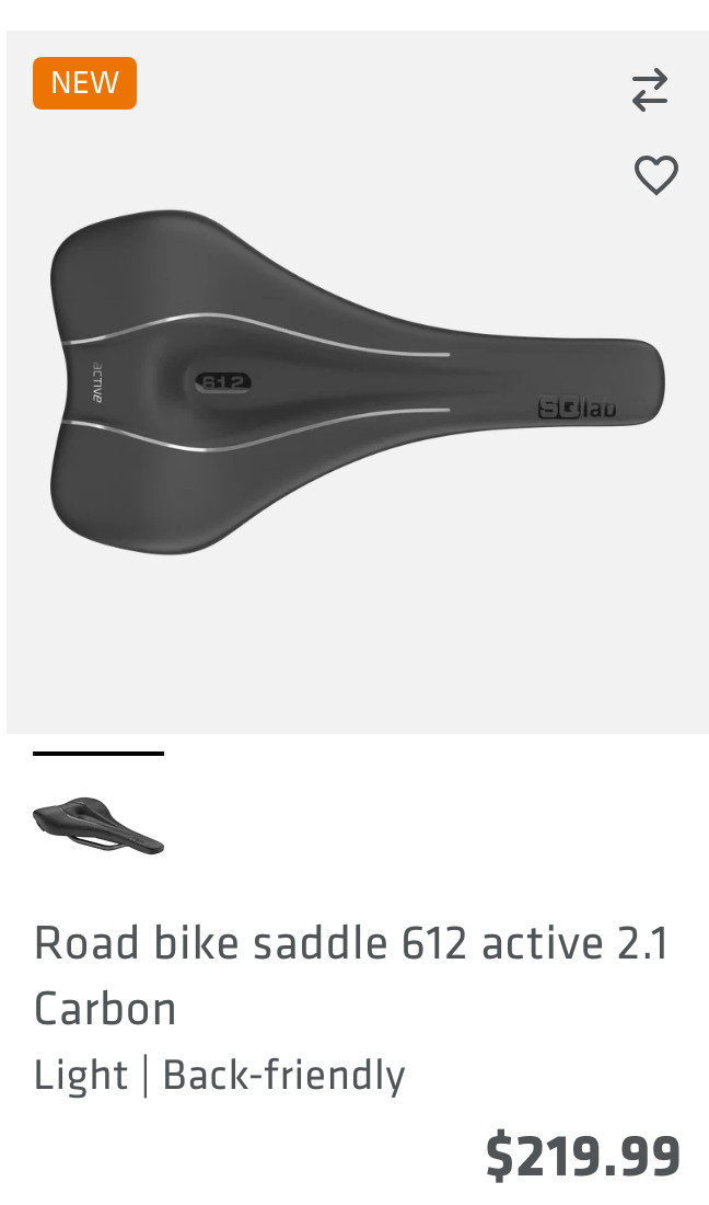 SQLAB ERGOWAVE ACTIVE 2.1 CARBON RAILS SIZE 14CM UPGRADED VERSION