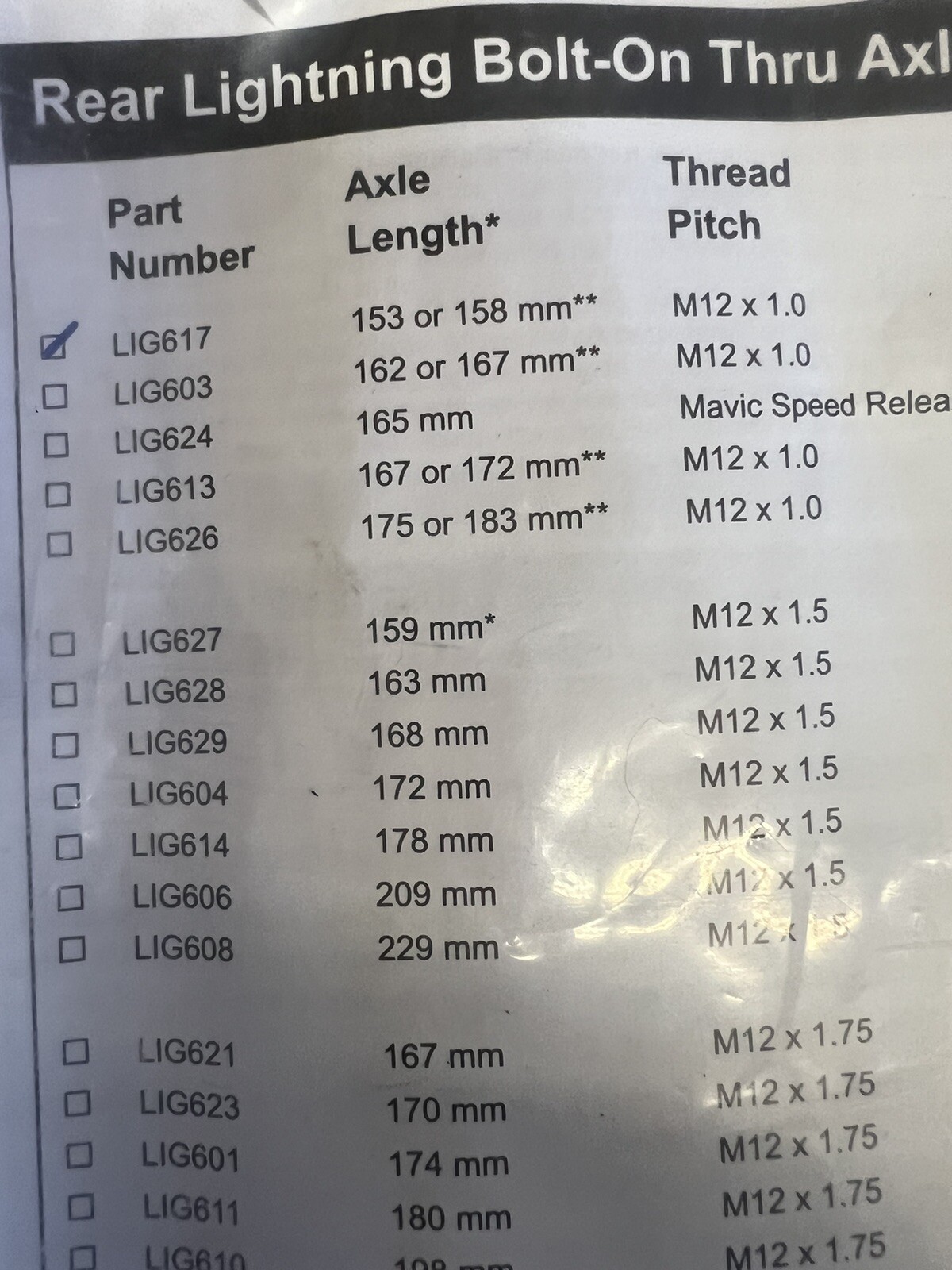 Robert Axle Project Lightning Bolt On Thru Axle ~ M12 x 1.0 ~ 153-158mm LIG617