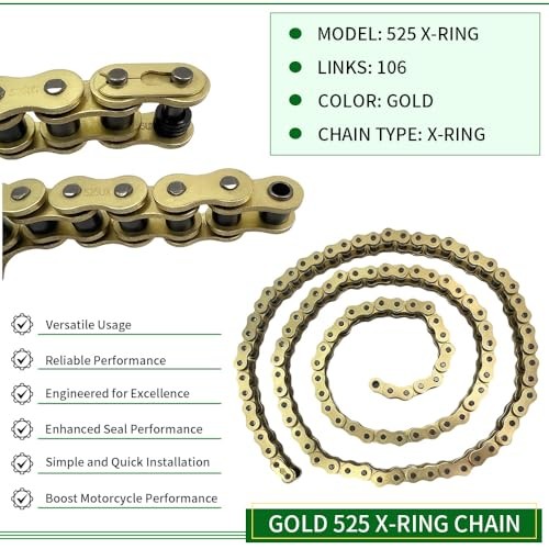 Gold 525 X-Ring Chain06 Links Motorcycle Chain with Connecting 106 links 1