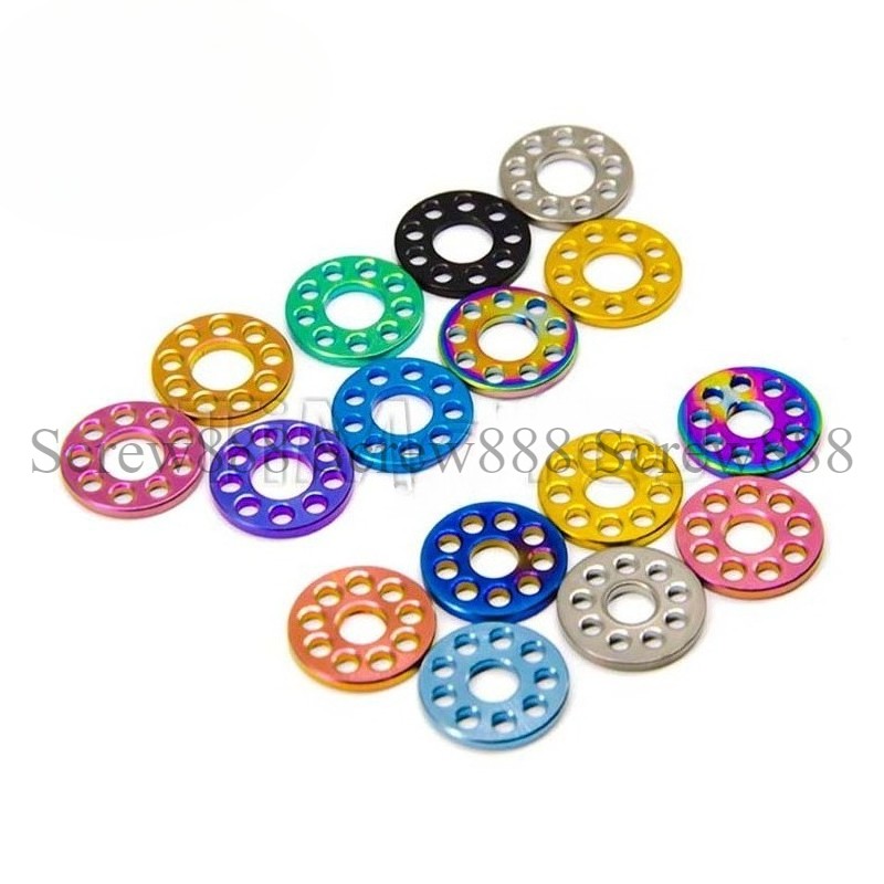 10pcs/lot Titanium Bolts Screws Washer M6M8 M10 Porous Drilled Spacer Ti Washers