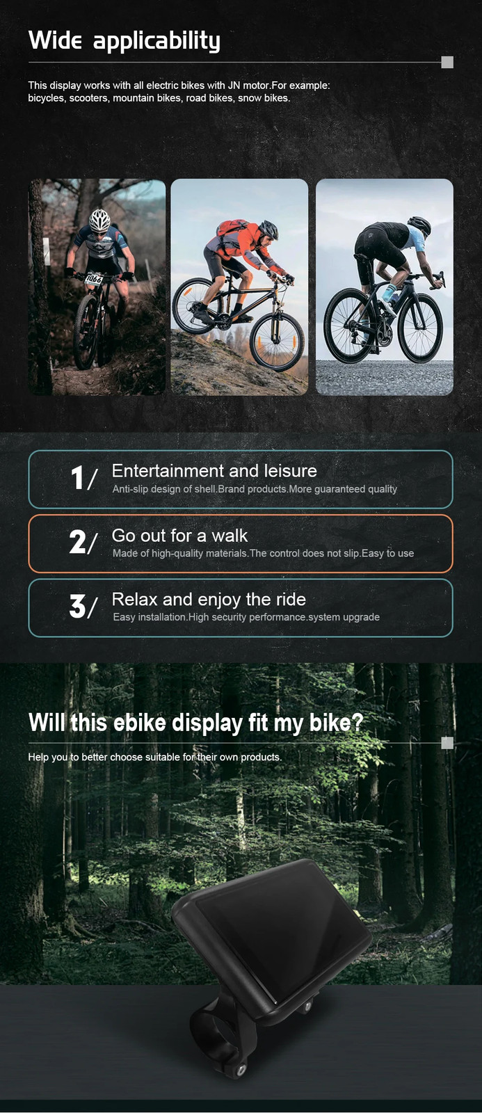 Electric Bicycle Display 24V 36V 48V 52V 60V 72V Display SM/Waterproof Plug