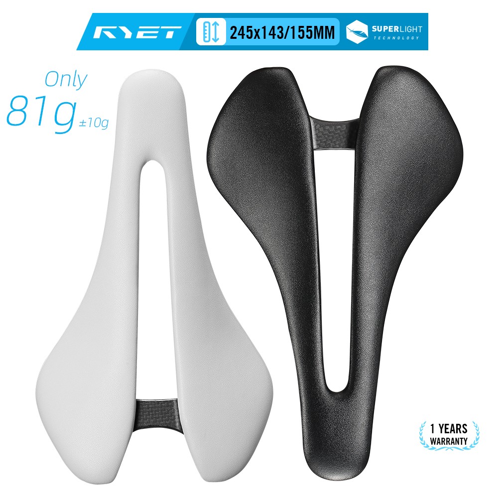 RYET Carbon Bike Saddle 81g/87g Leather Surface Road, MTB & Gravel Racing Seat