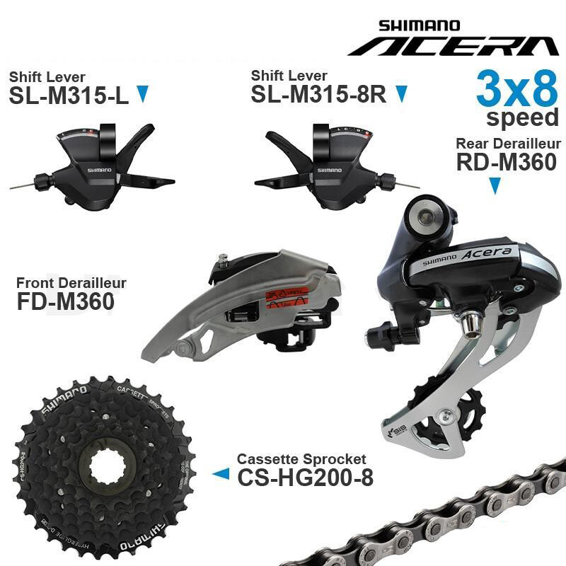 SHIMANO ALTUS ACERA 3×8 Speed Groupset M315 Shifter M310 Derailleur Cassette MTB