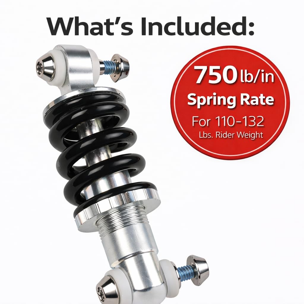 Bike Rear Shock Absorber Spring 150mm (6 Inch) Eye to Eye, 750 lb/in Rear Sus…
