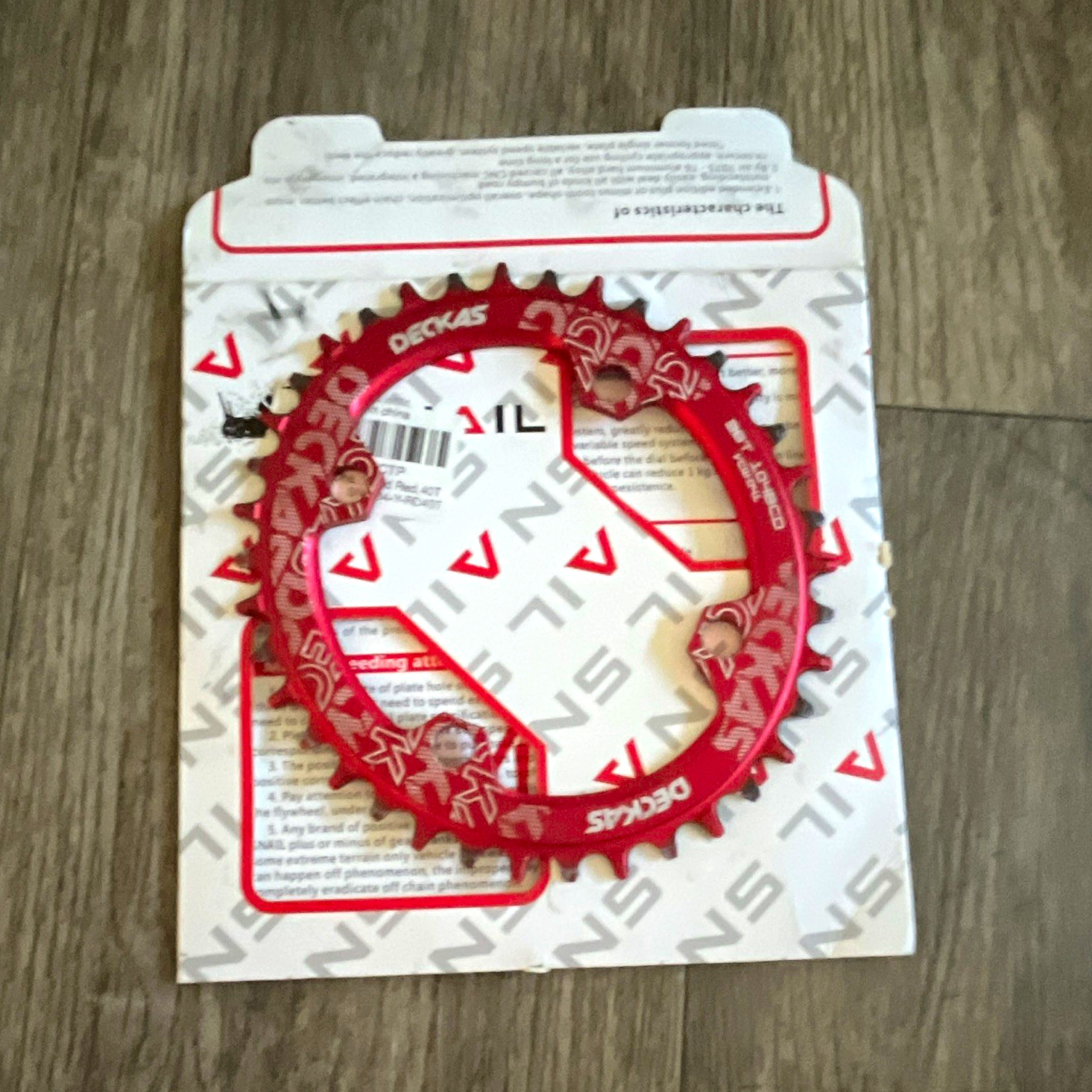 Deckas Red 38T oval Narrow Wide Chainring 104mm BCD 4-Bolt for Shimano XT