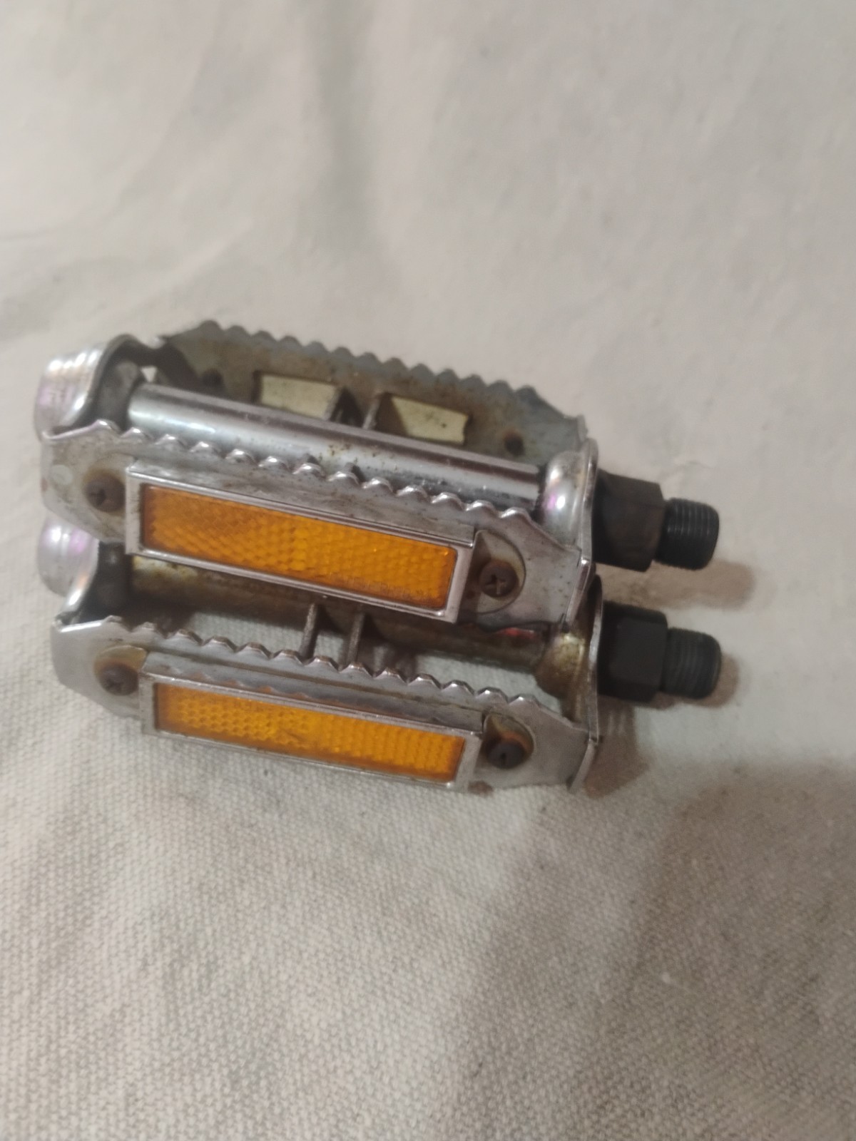 Vintage Chrome Rat Trap Pedals With Reflectors 9/16″ Pulled From Schwinn Le Tour