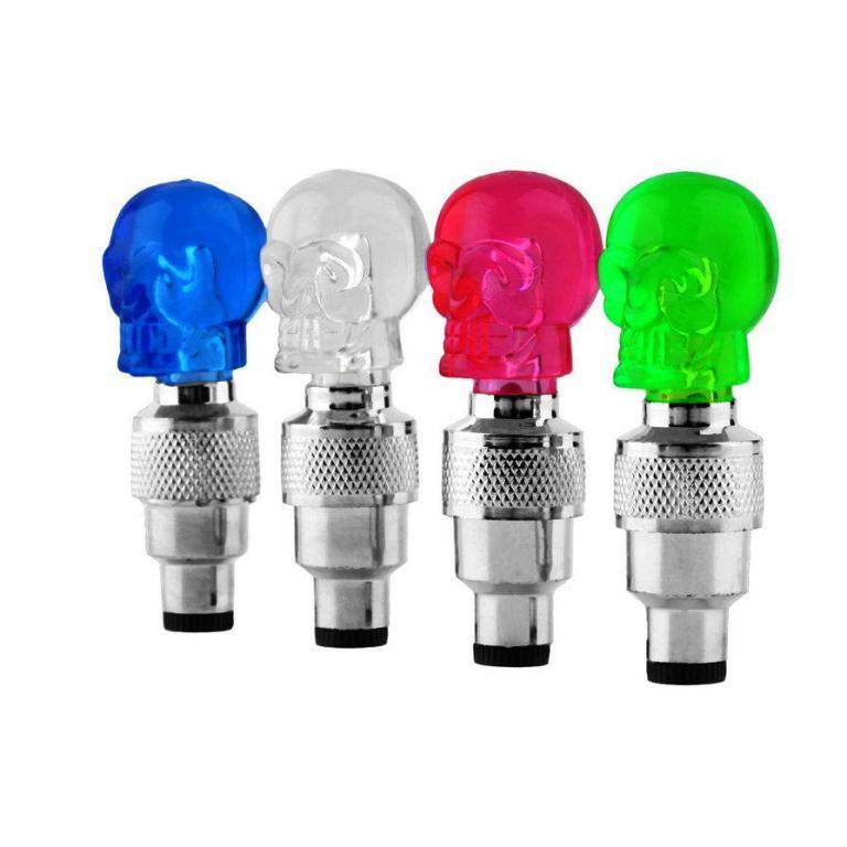Bulk Lot SKULL LED VALVE BIKE LIGHTS NIGHT cycling bicycle flash tire safety