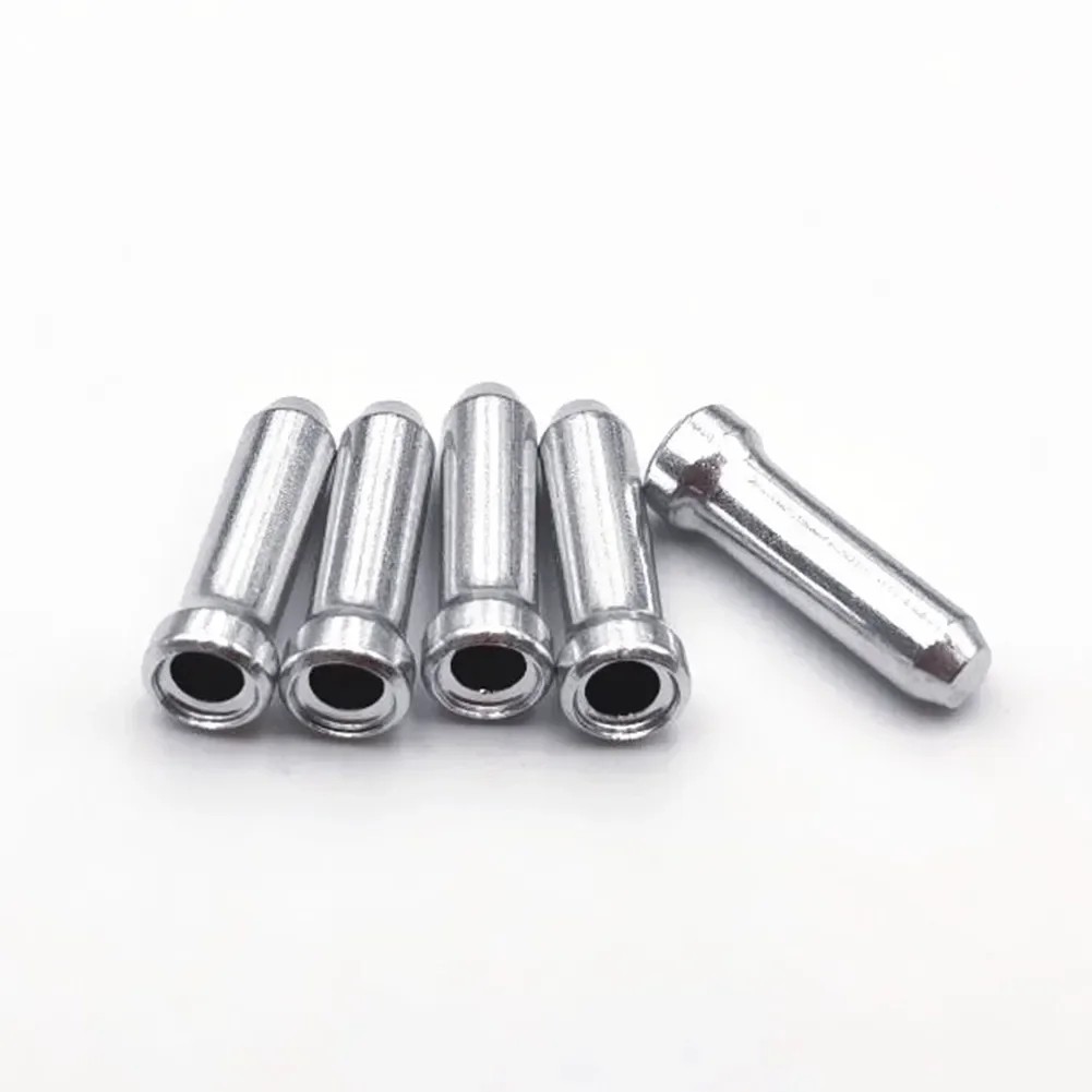 100 Bike Cable End Cap Silver Brake Shifter Wire Crimp Mountain Bicycle Aluminum