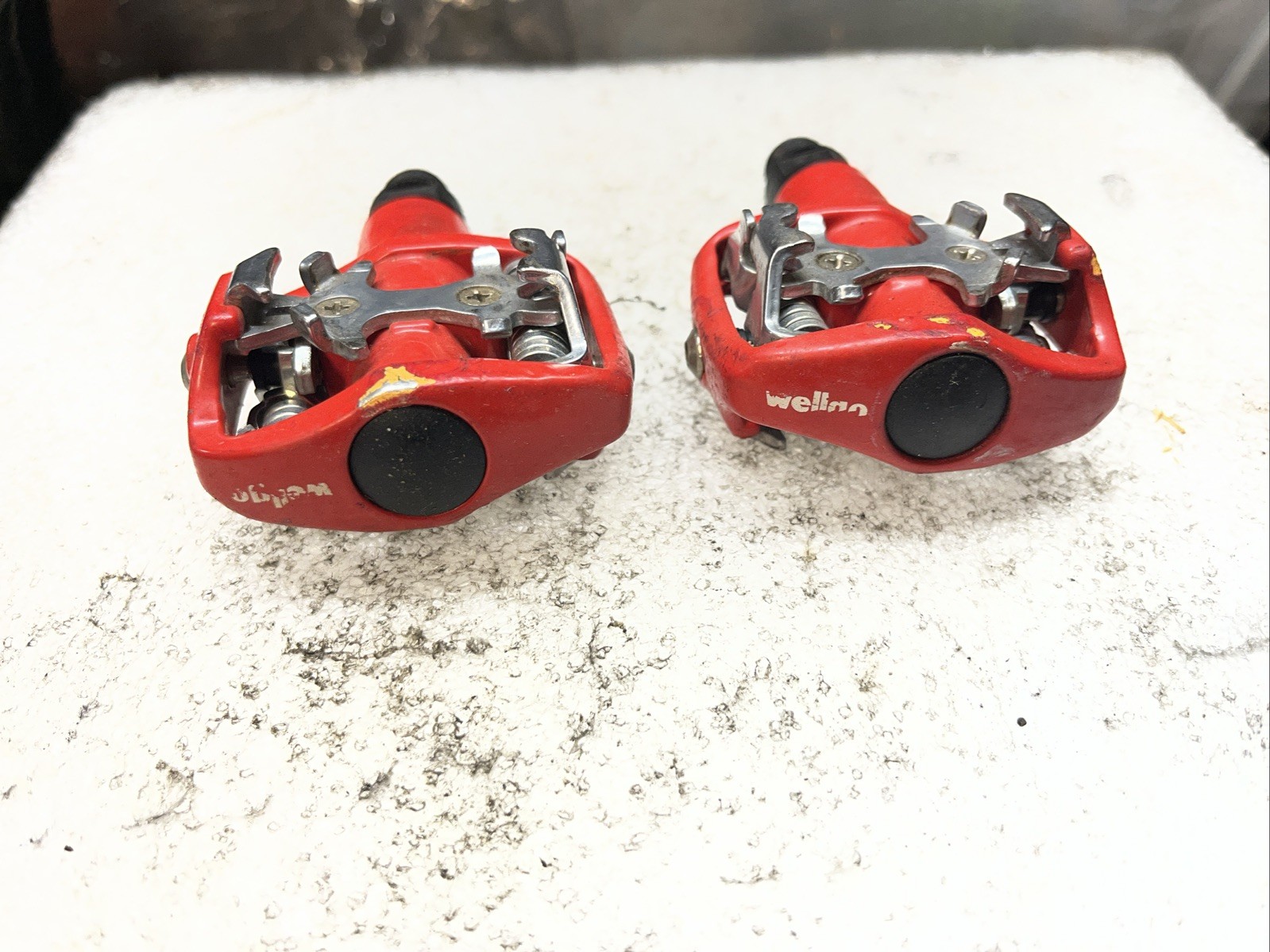 Wellgo Spd Clipless Pedals 9/16 Red Mtb Vintage