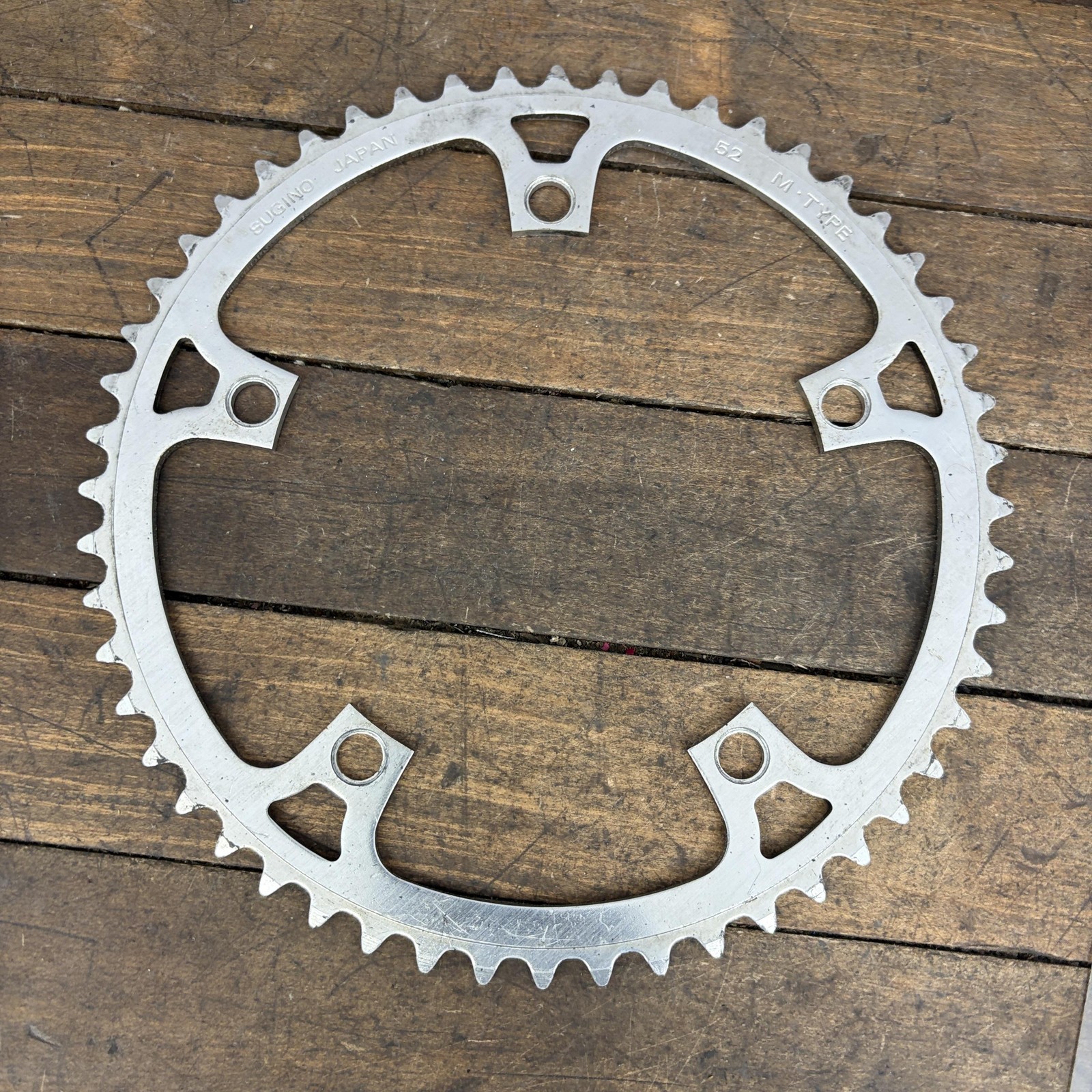 Vintage Sugino 52T Chainring 144 BCD 5-Bolt Road Bike Silver Japan 52 Tooth