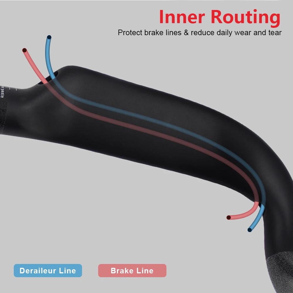 Road Bike Cycling 3K Glossy Internal Routing Carbon Handlebar 400/420/440mm