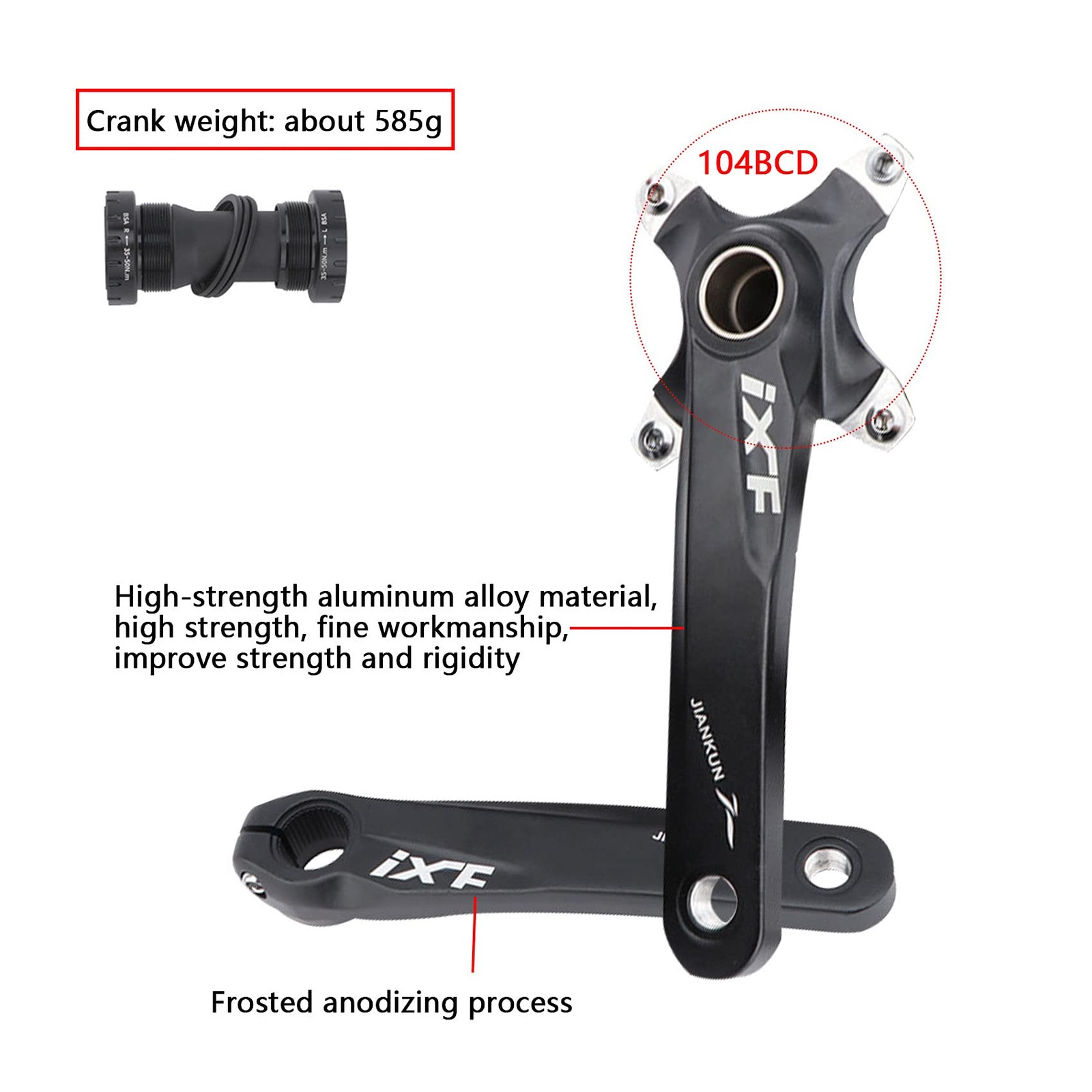 Andeshunk 36T Black shanmashi Mountain Bike 170mm Crankset with 36T Aluminum …