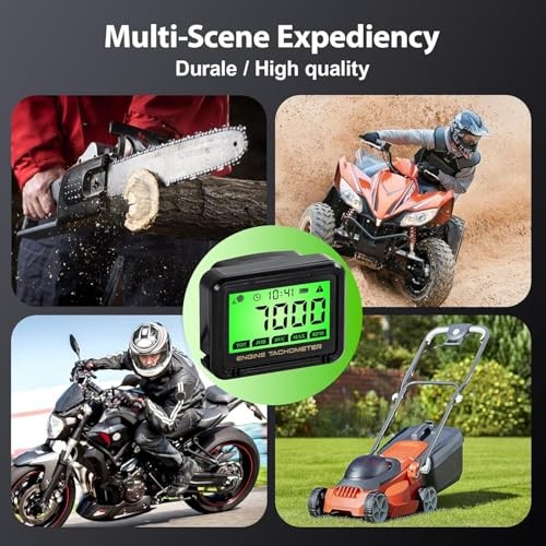 Digital Tachometer, Tach Hour Meter, Small Engine Tachometer with RPM Alarm,