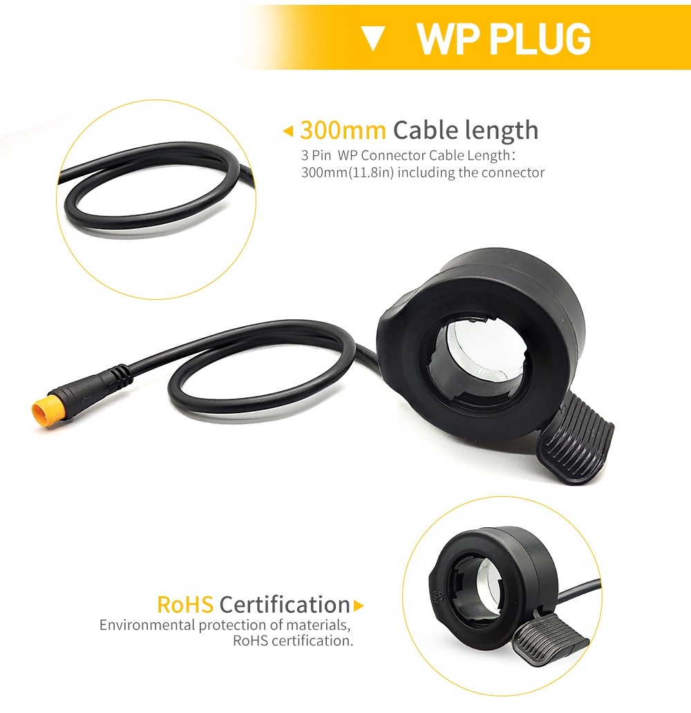 3Pin Electric bike Thumb Throttle 130X Left/Right Universal WP/SM Plug Connector