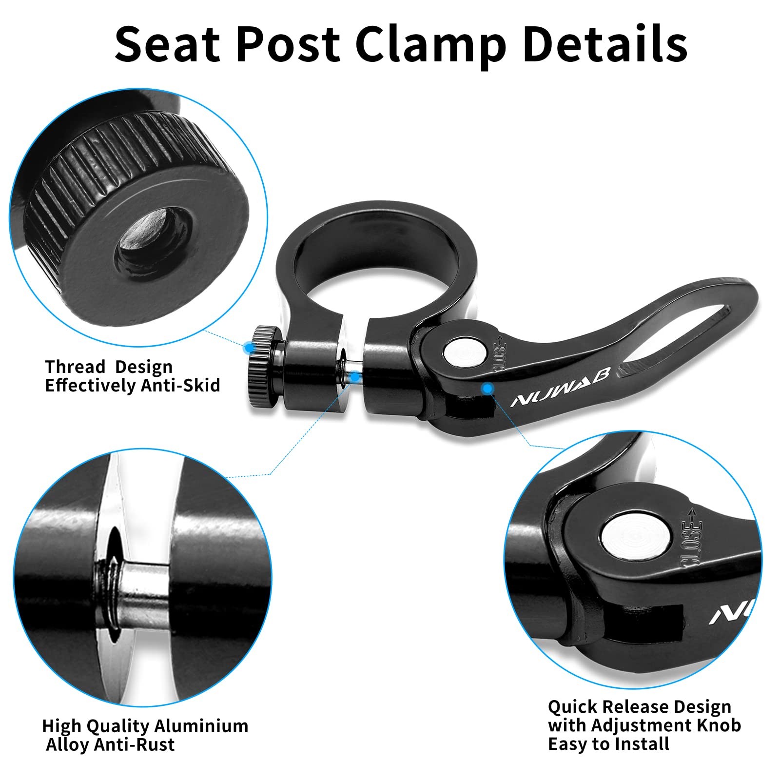 Premium Bike Seat Post Clamp 31.8mm Quick Release Seatpost Collar Aluminum