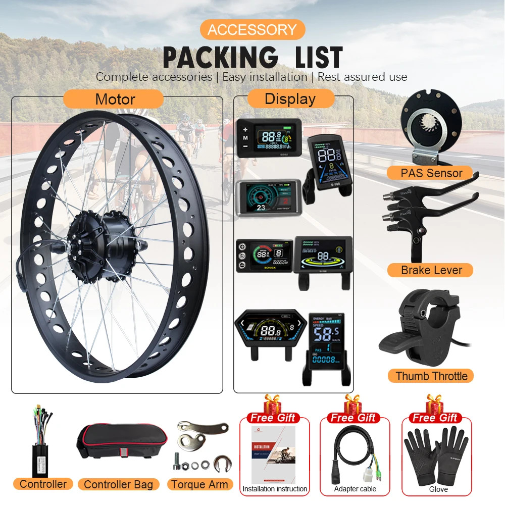 Electric Fat Bike 48V 750W 4.0 Rear Hub Motor Wheel Bike Conversion Kit 20/24/26