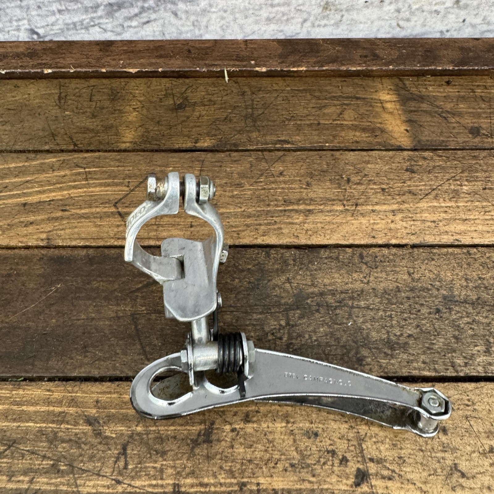 Vintage Campagnolo Front Derailleur 28.6 Clamp Double Bottom Pull Italy Silver