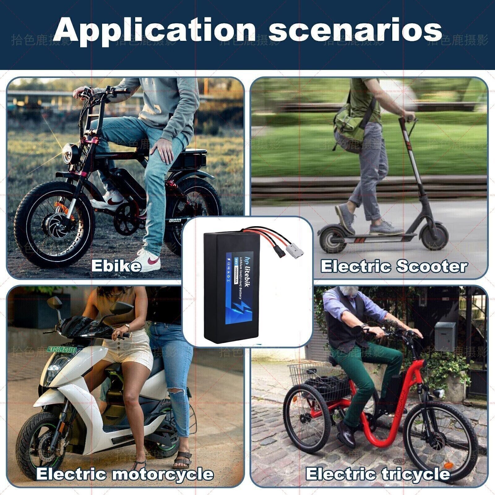 60V 30Ah Lithium ebike Battery With 50A BMS For 200-3000W Electric Bicycles Bike