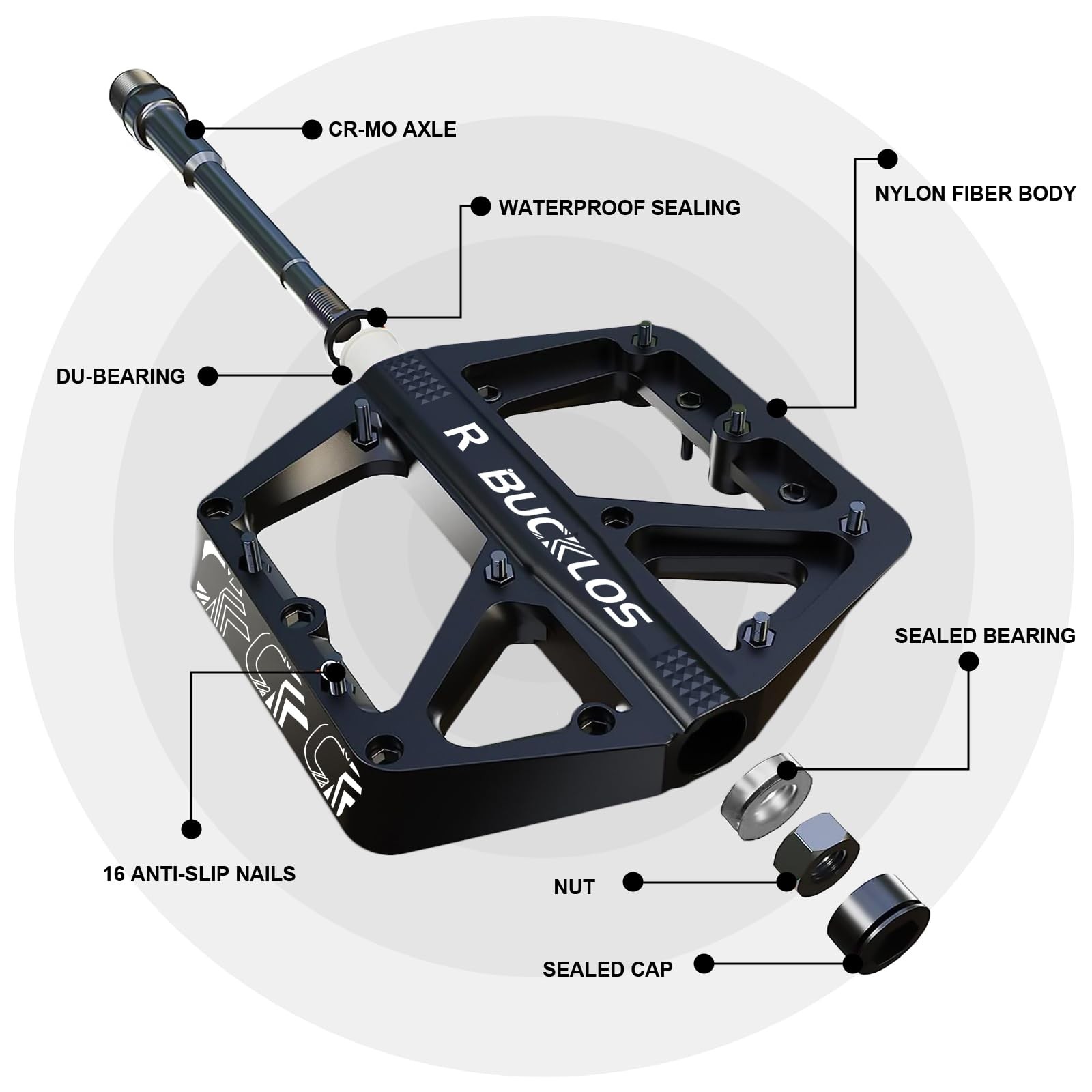 Mountain Bike Pedals MTB Pedals Flat, Bicycle Road Bike Adult Large Platform …