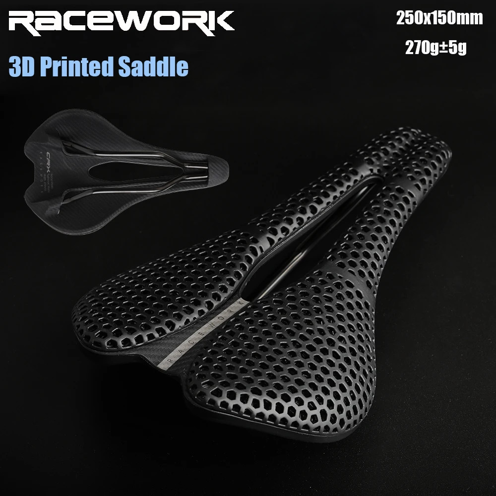 RACEWORK 3D Printed Bike Saddle Short Nose 250x150mm Road MTB Gravel Ultralight
