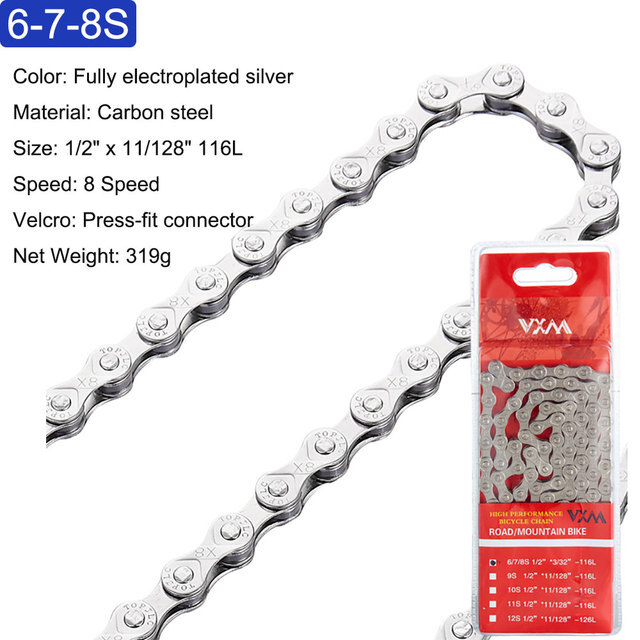 VXM Bike Bicycle Chain 6 7 8 9 10 11 12 Speed Velocidade Electroplated 116 Links