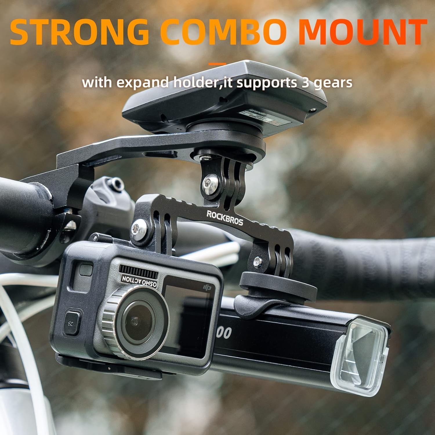 ROCKBROS Out Front Bike Mount Cycling Computer Mount for Garmin, Bryton, GoPro