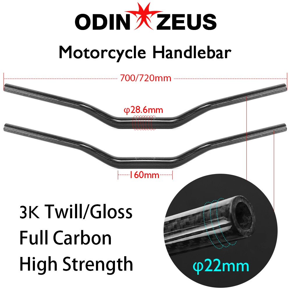 28.6mm 700/720mm 3K Carbon Fiber Streetcar Handlebar for Drz400 Motorcycle