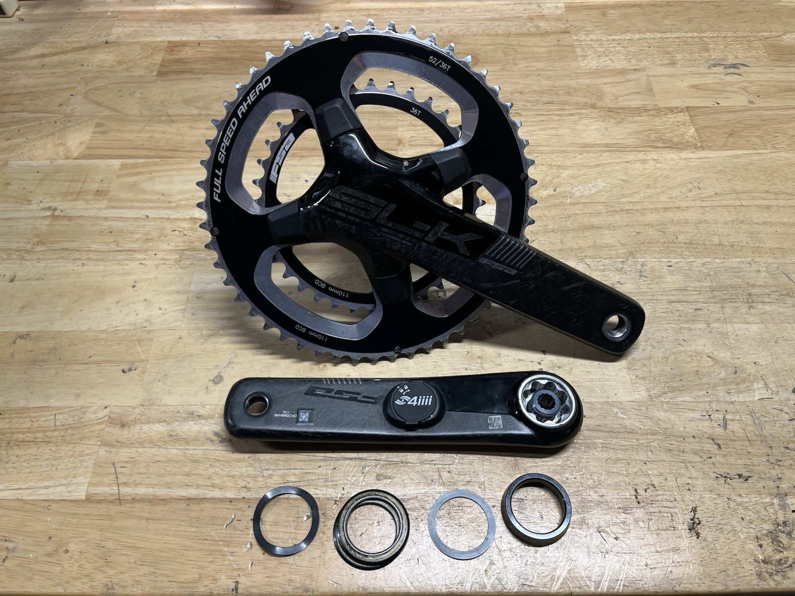 FSA SL-K 52/36 10/11 Speed Crankset 175mm BB386EVO with 4iiii power meter