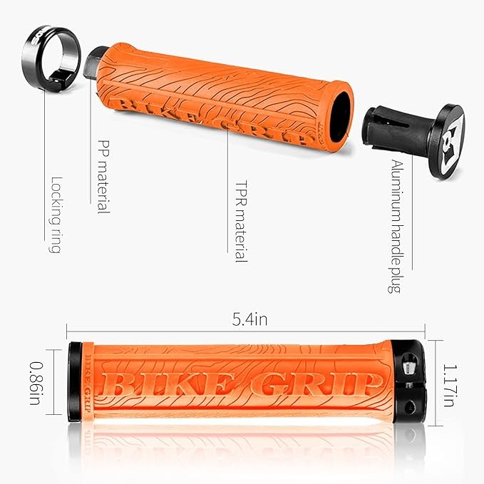 ROCKBROS Bike Handlebar Grips Double Lock-on Ergonomic Non-Slip Rubber Hand Grip
