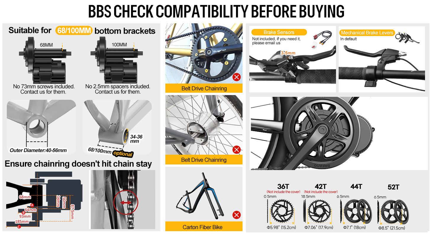 Bafang Mid Drive 750W Electric Bicycle BBS02B 48V 500W BBS02B Conversion Kits