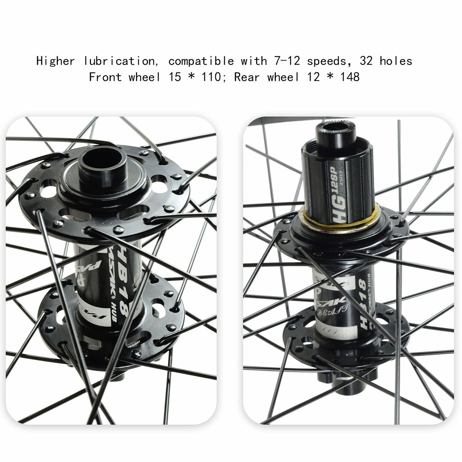 Aluminium Boost MTB Hub 32H 6 Bolt Dics Brake Thru Axle for 8-11S,15×110/12×148
