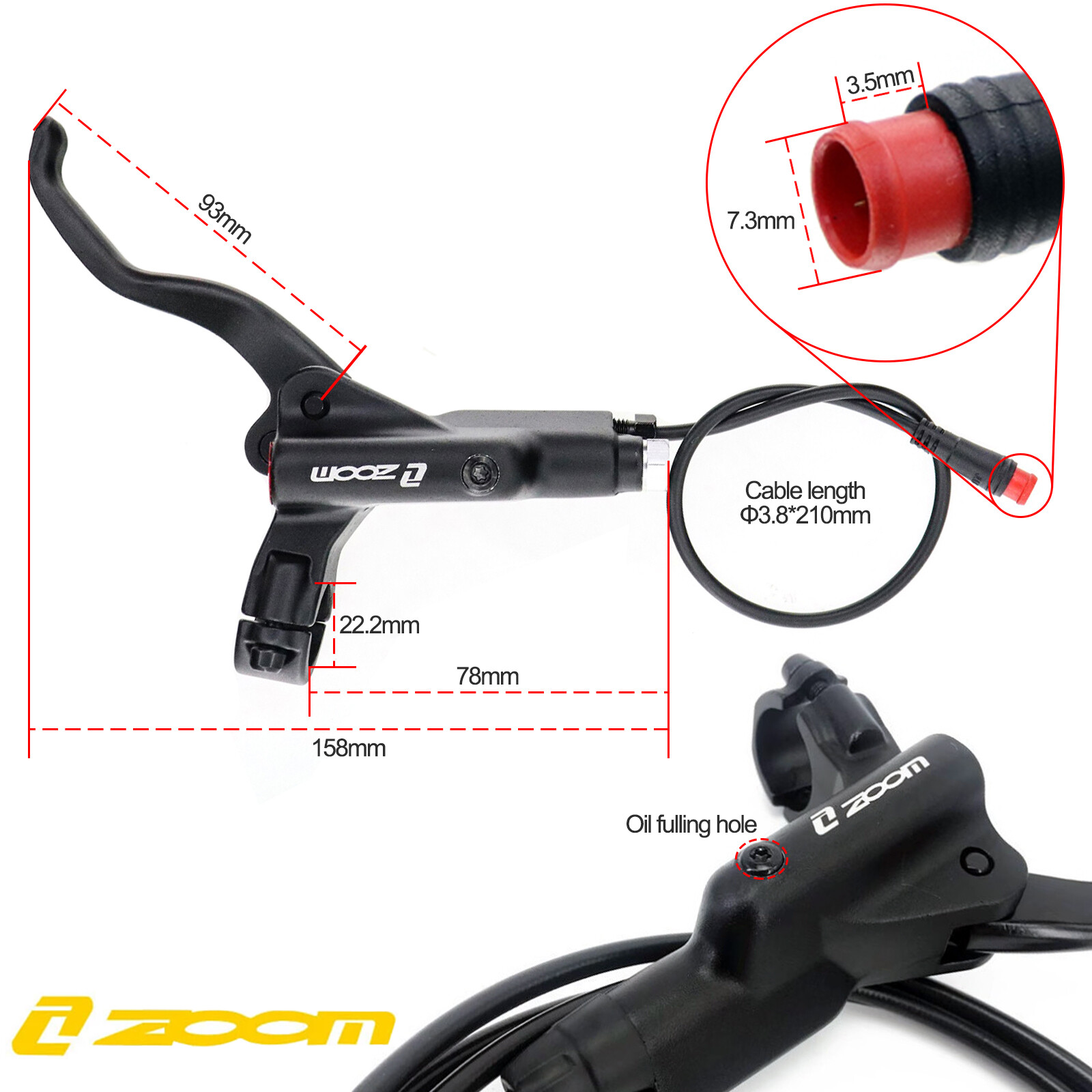 ZOOM HB876e E-Bike 4-Pistons MTB Hydraulic Disc Brake Set 1110/1860MM Power off